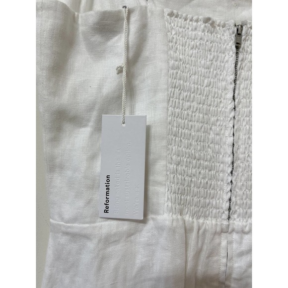 Reformation Huckleberry Linen Dress in White Size 10 - Picture 4 of 5
